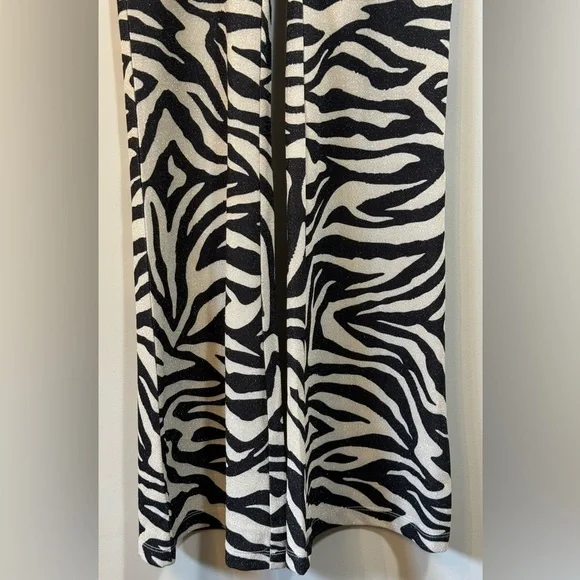 Women's Pull-on Zebra Print Bell Bottom Pants No Tags Measurements In Descr - Picture 3 of 7